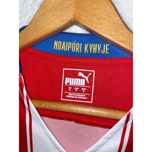 Puma Paraguay APF National Team Soccer Jersey Red White Striped Mens Small S - Picture 2 of 10